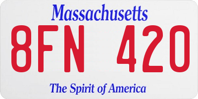 MA license plate 8FN420