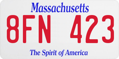 MA license plate 8FN423