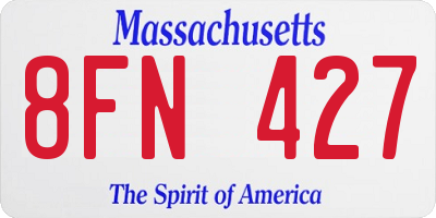 MA license plate 8FN427