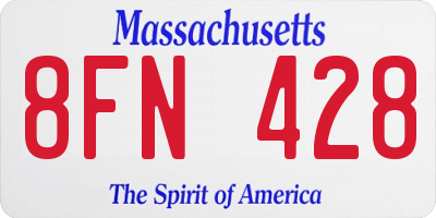 MA license plate 8FN428