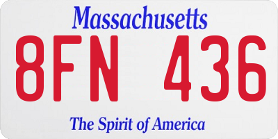 MA license plate 8FN436