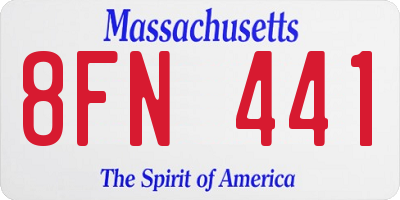 MA license plate 8FN441