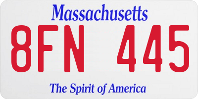 MA license plate 8FN445