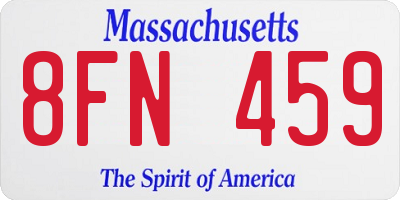 MA license plate 8FN459