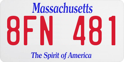 MA license plate 8FN481
