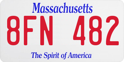 MA license plate 8FN482