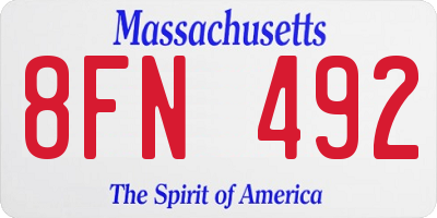 MA license plate 8FN492