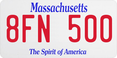 MA license plate 8FN500