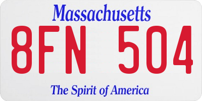MA license plate 8FN504