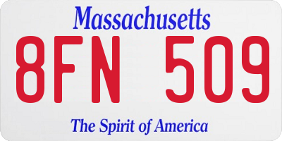MA license plate 8FN509