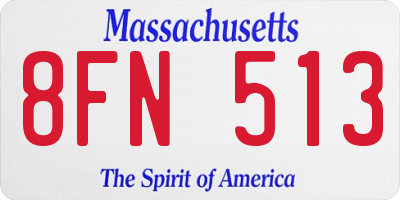 MA license plate 8FN513