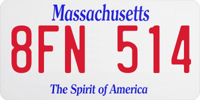 MA license plate 8FN514