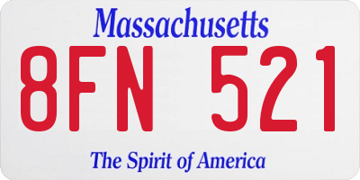 MA license plate 8FN521