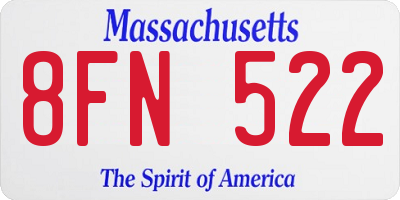 MA license plate 8FN522