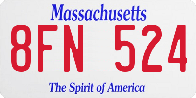 MA license plate 8FN524