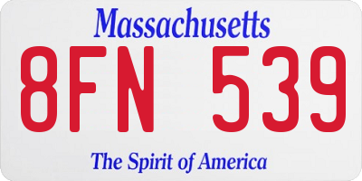 MA license plate 8FN539