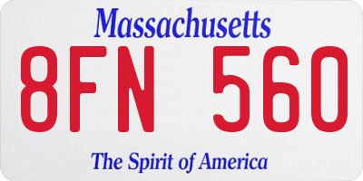 MA license plate 8FN560