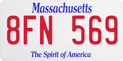 MA license plate 8FN569