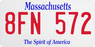 MA license plate 8FN572