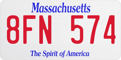 MA license plate 8FN574