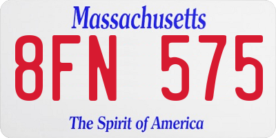 MA license plate 8FN575