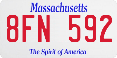 MA license plate 8FN592