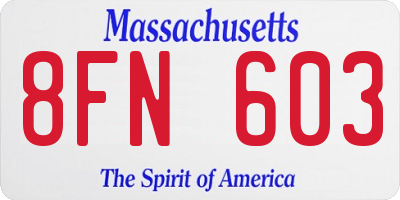 MA license plate 8FN603