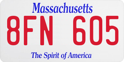 MA license plate 8FN605