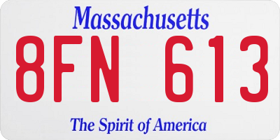 MA license plate 8FN613