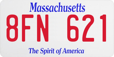 MA license plate 8FN621
