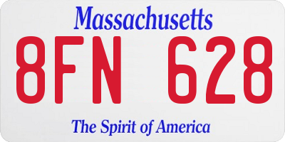 MA license plate 8FN628