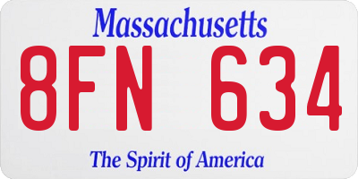 MA license plate 8FN634