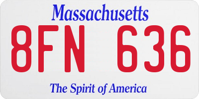 MA license plate 8FN636