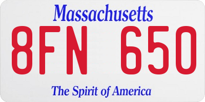 MA license plate 8FN650