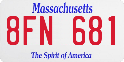MA license plate 8FN681