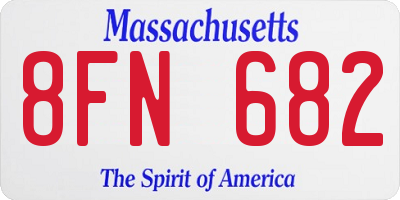 MA license plate 8FN682