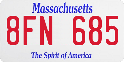 MA license plate 8FN685