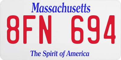 MA license plate 8FN694