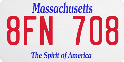 MA license plate 8FN708