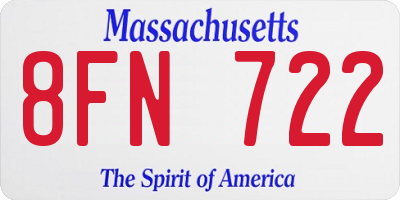 MA license plate 8FN722