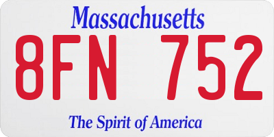 MA license plate 8FN752