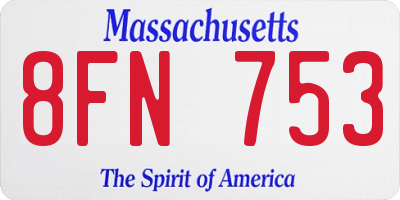 MA license plate 8FN753