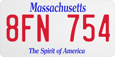 MA license plate 8FN754