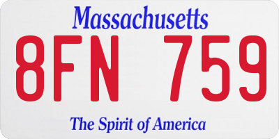 MA license plate 8FN759