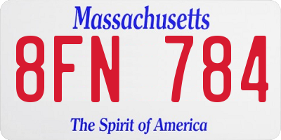 MA license plate 8FN784