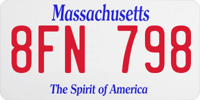 MA license plate 8FN798
