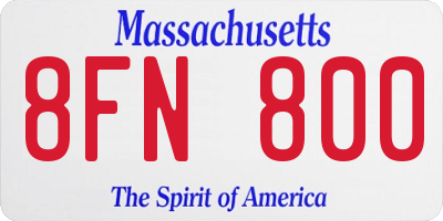 MA license plate 8FN800