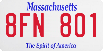 MA license plate 8FN801
