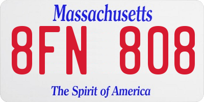 MA license plate 8FN808