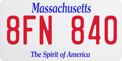 MA license plate 8FN840